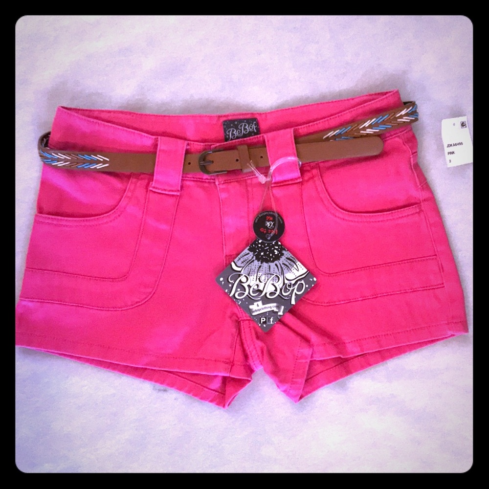 BeBop Womens Cotton Stretch Shorts with Aztec Belt